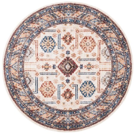 Safavieh 6 ft. 7 in. x 6 ft. 7 in. Bijar Power Loomed Round Area Rug; Ivory & Brown BIJ653A-7R